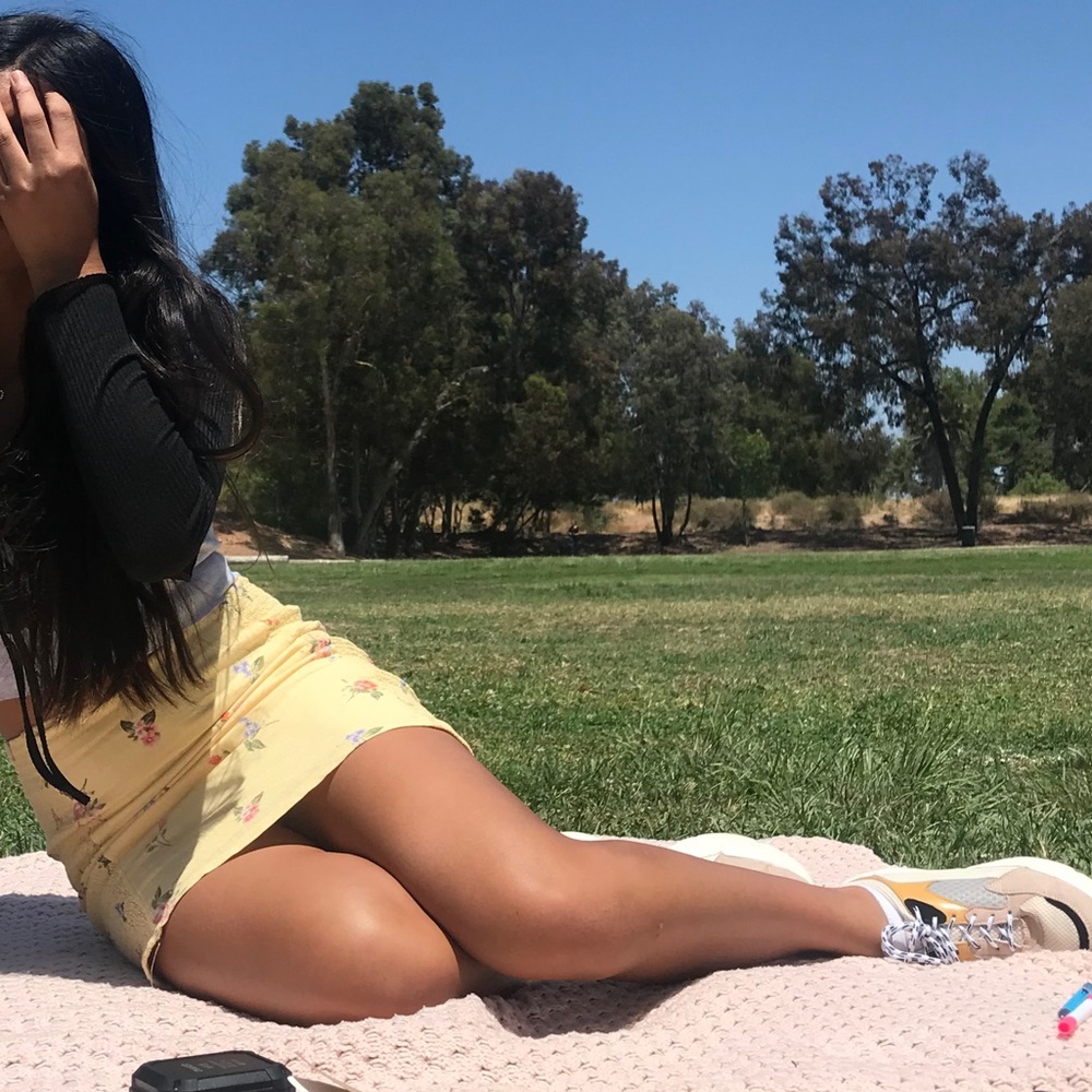 yellow floral skirt from f21